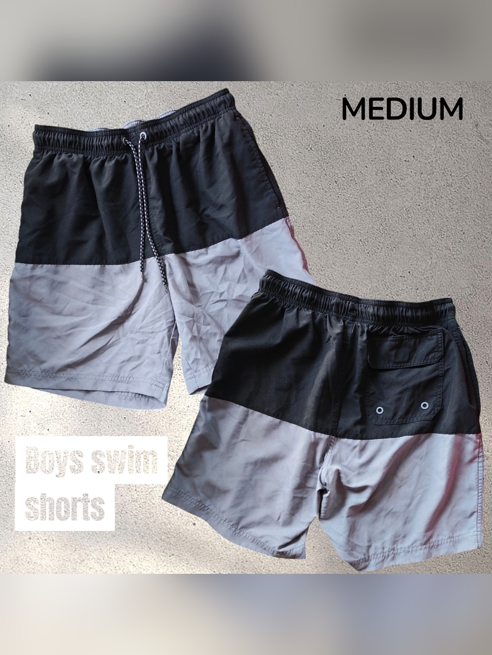 George Black and Light Gray Two-Tone Swim Board Shorts